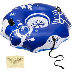 COVACURE 55" Snow Sled Extra Large Snow Tube - Thickened Inflatable Sleds for Adults, Heavy Duty Snow Tube with Reinforced Grab Handle & Rope, Snow Play Gear for Sledding and Skiing (Blue)