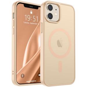 SUPFINE Magnetic for iPhone 12 Case/iPhone 12 Pro Case (Compatible with MagSafe)(Military Grade Drop Protection) Slim Translucent Matte Shockproof with Anti-Fingerprint Phone Case,Sand Pink