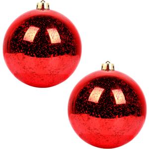 Extra Large Hanging Shatterproof Tree Ball Clear Christmas Ball Ornaments Decorative Mercury Ball with Tree Ornaments Hooks for Xmas Holiday Wedding Decoration (Red,6inch/2Pcs) (5.9)