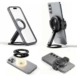 KELOFAM Upgraded Double-Sided Magnetic Phone Holder, Adjustable 2-in-1 Magnetic Phone Grip, Gym Phone Holder, Mag Safe Accessories for iPhone 17 Pro Max 16 15 14 13,Samsung,All Phones