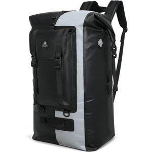 Haimont Large Waterproof Roll Top Dry Backpack 100L, Black/Grey