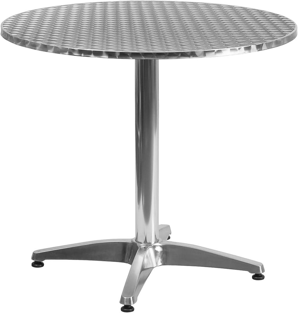Flash Furniture Mellie Commercial Grade 31.5" Round Aluminum Indoor-Outdoor Table with Base