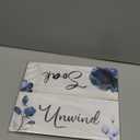 4 Pieces Rustic Farmhouse Bathroom Wall Decor - Relax Soak Unwind Breathe Wood Hanging Sign for Home Spa and Laundry (Dark Blue)