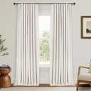 INOVADAY 100% Blackout Curtains for Bedroom, Black Out Curtains 96 Inch Long, Clip Rings Linen Blackout Drapes, Thermal Insulated Room Darkening for Living Room, 2 Panels - Beige,W50xL96 (50"W x 96"L (Pack of 2))