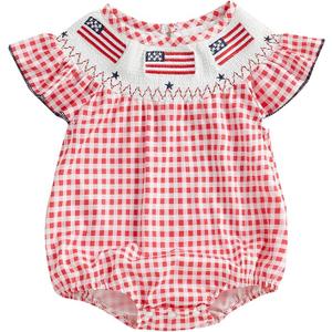 Baby Girl Easter Outfit Infant Bunny Smocked Bubble Romper Newborn Doll Collar Shirt Top Summer Toddler Clothes ( 6-12 Months)