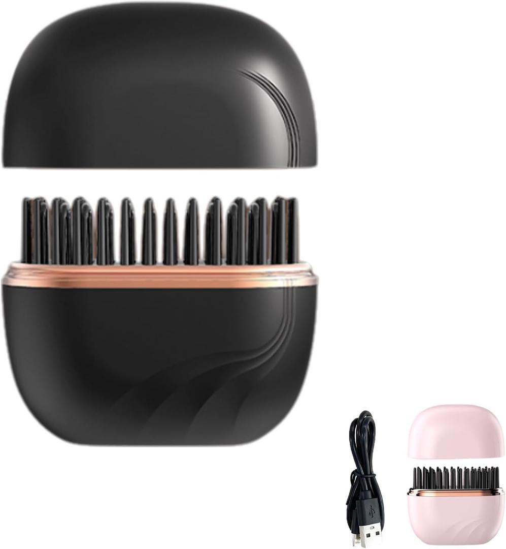 Mini Hair Straightener - Cordless Hair Straightener Comb with 3-Speed Temperature Control, Lightweight & Portable, Rechargeable Fast Heating Hot Comb (Black)