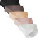 Angelhood Seamless Maternity Underwear for Women, Pregnancy Postpartum Panties No Show Bikini Under Bump Pack of 5, 3 (Large, Black/Beige/Brown/Mauver/Gray)