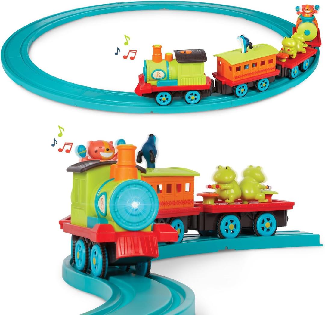 B. toys  Critter Express  Train Set  Musical Train  Lights & Sounds  Classic Toys for Toddlers, Kids  2+ Years