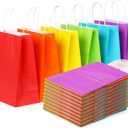 SHOPDAY 36 PCS Rainbow Kraft Paper Gift Bags with Handles, Medium Size 8 x 4.25 x 10.5 Inches, 6 Assorted Colors for Birthday, Wedding, Baby Shower, Multi-purpose Occasion
