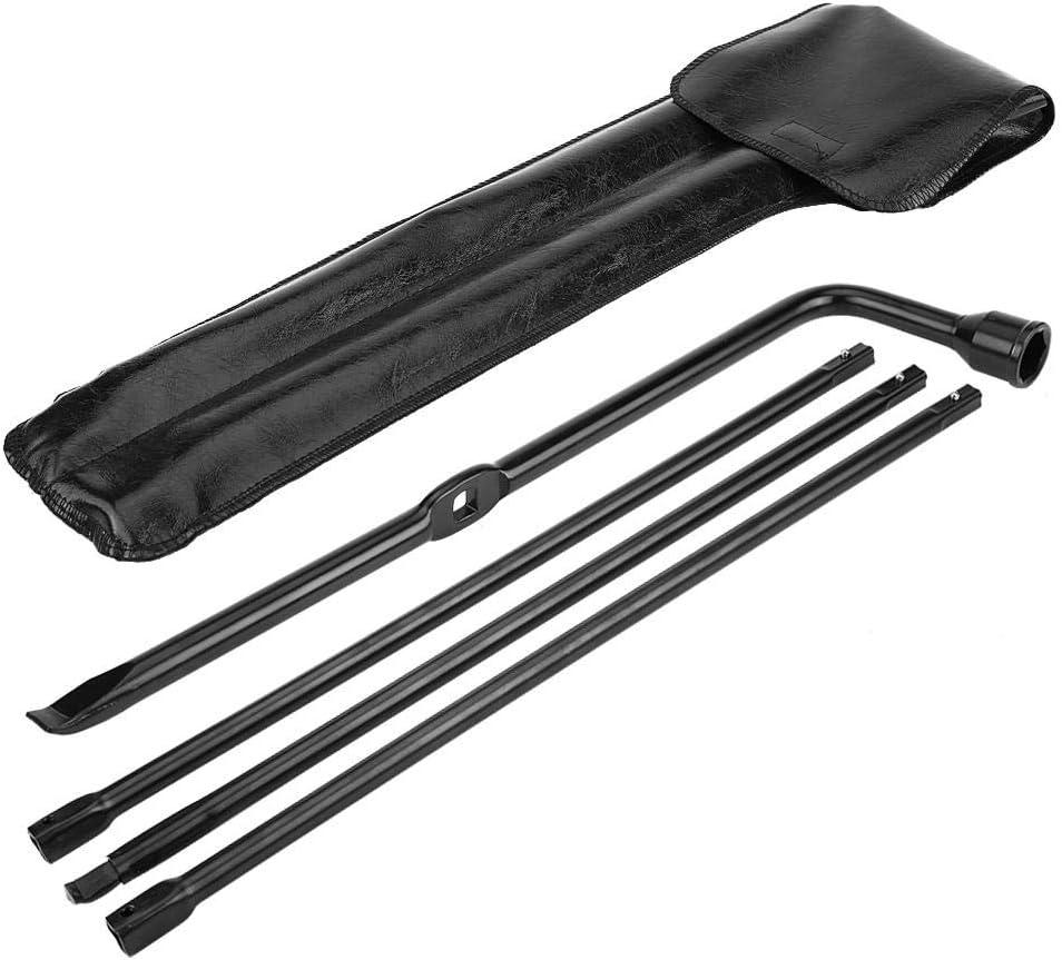 Spare Tire Tool Kit, Black Iron Super Duty Spare Tire Jack Lug Nut Wrench Handle Kit with Leather Case Replacement Spare Tire Repair Tool Fit for 350 450 550 2008-2016