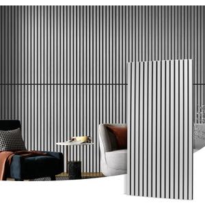 Art3d 2 Wood Slat Acoustic Panels for Wall and Ceiling - 3D Fluted Sound Absorbing Panel with Wood Finish - Silver