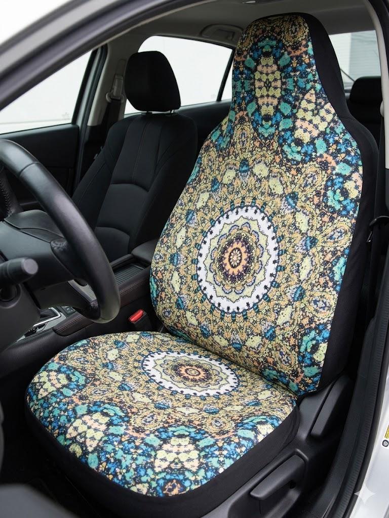 Mandala Front Car Seat Covers, Polyester Bucket Seat Protectors, Universal Fit for Most SUV Sedan and Van Seats,Boho Style