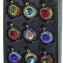 45MM Glass Multicolored Reflector Ornament Set, 9 Piece Set