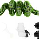 10FT RV Sewer Hose, EXTREME Heavy Duty 24 Mil TPE Material for Abrasion Resistance and Crush Protection, Camper Sewer Hose Kit with Pre-Attached Bayonet Fittings, 4-in-1 Adapter Elbow, Green