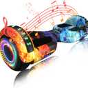 SIMATE Hoverboard, Bluetooth All Terrain Hover Boards with LED Lights and APP Control, Gifts for Kids Adults Girls Boys, for All Ages (Dual flame)