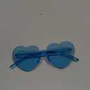Maxdot Heart Shape Sunglasses Rimless Transparent Heart Glasses Colorful Party Favors (Light Blue)