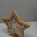 Craftsatin 9.2 x 7.8 Inch Brown Wood Christmas Tree Topper Golden Star Nativity Tree Topper Star of Bethlehem with LED Light for Christmas Party Decoration Tabletop Display Housewarming Birthday Gift