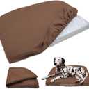 Dog Bed Cover Waterproof Replacement Machine Washable Covers for 54x44 Inch Dog Bed Heavy Duty Scratch Resistant Mattress Protector Pet Bed Cover Only Brown (Chocolate)