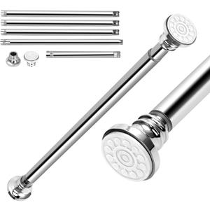 Snowtaros Upgraded Shower Curtain Rod, 23.6-117 Inches Adjustable Tension Curtain Rod, Various Combinations, No Drill Stainless Steel Spring Clothes Hanging Bar Rail for Bathroom, Closet, Wardrobe