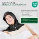 Hooded Silk Sleep Bonnet, 100% Mulberry Silk Night Cap, Long Hair Protective Cap with Buttons, Black