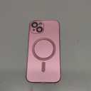 360 Magnetic for iPhone 16 Pro Max Case Silicone with Stand, Compatible with MagSafe, Rotatable Ring Kickstand Slim Rubber Drop-Proof Case with Tempered Glass Screen Protector 6.9", Pink