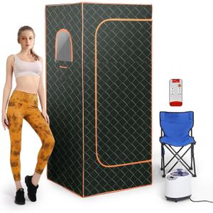 Portable Sauna Box with 3L 1200W Steamer, Personal Sauna Tent with 15 Adjustable Heat Levels, Steam Sauna Full Body for Home, Steam Room with Foldable Chair
