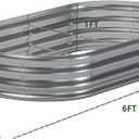 zizin 2 Pack Galvanized Raised Garden Bed Metal Oval Raised Garden Beds Outdoor Planter Box for Vegetables (6x3x1FT, Silver)