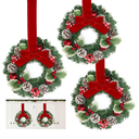 3 Pcs 12 Inch Small Christmas Wreath Mini Christmas Door Wreath with Ball Frosted Pinecone Berried Holly Christmas Decorations for Indoor Window Wall Stairs Room Home Office Decor Kitchen
