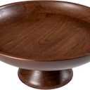 The Fine Living Co. Wooden Fruit Bowl, Large Serving Platter for Dessert, Round Shaped Serving Bowl for Cake, Snacks, Acacia Wood Bowls for Centrepiece, Wedding, Walnut, 12"x2"