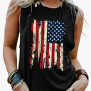 American Flag Tank Tops Women Patriotic Shirt USA Flag Stars Stripes Print Sleeveless T-Shirt 4th of July Tee Tops,M