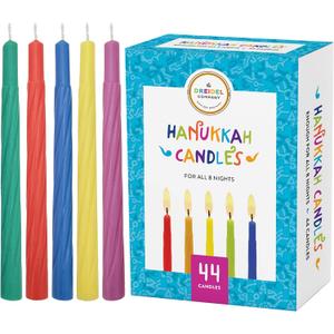 The Dreidel Company Menorah Candles Chanukah Candles 44 Colorful Hanukkah Candles for All 8 Nights of Chanukah Standard Size Fits Most Menorahs (Single)