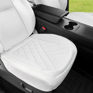 2PCS Car Seat Cover Nappa Leather Front for Tesla Model Y&3 2020-2024 Car Seat Bottom Protector, Original White Color Heavy Duty Seat Cushion Protector Without Backrest (White B)