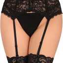 GARGALA Lace Garter Belt for Thigh High Stockings Sock Suspender Women Large