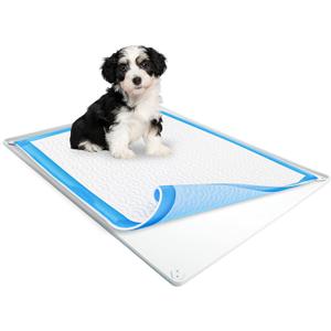 Skywin Dog Pee Pad Holder Tray Fits Up to 30” x 36” Wee Wee Pee Pads  Stable Grip, Raised Edges, QuickWipe Silicone Surface Dog Potty Tray Holder for Indoor Flooring Protection (White)