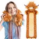 Brown Highland Cow Microwavable & Weighted Stuffed Animals - Unscented Heatable Plush Doll, Cute Cow Plush Toys Gifts for Girls Boys and Kids, Happy Fuel