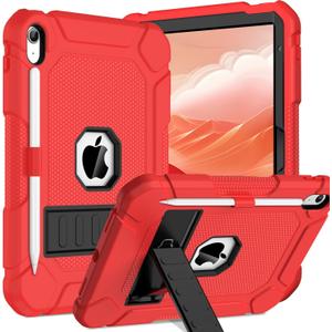 BMOUO Case for iPad (A16) 11th Generation 11 Inch 2025/iPad 10th Generation 10.9" 2022 - with Kickstand & Pencil Holder, Heavy Duty Shockproof Protective iPad 11th 10th Generation Case, Red