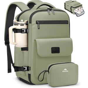 MATEIN Personal Item Backpack 18x14x8 with Shoe Compartment, TSA Approved Under seat Bag for Frontier Airline with Water Bottle Holder Lightweight Travel Backpack for Women Men Fit 15.6" Laptops, Green