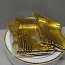 125 Piece Gold Dinnerware Party Set - 50 Gold Rim Plastic Plates, 25 Dinner 25 Dessert Plates, 25 Knives, 25 Forks, 25 Spoons - 25 Guest Disposable Set for Wedding Birthday Parties