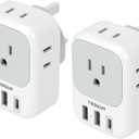 UK Adapters for Travel 2 Pack, TESSAN Type G US to UK Plug Adapter with 4 Outlets 3 USB Charger(1 USB C Port), Power Adaptor for USA to Ireland Scotland Dubai Hong Kong England British Kenya London