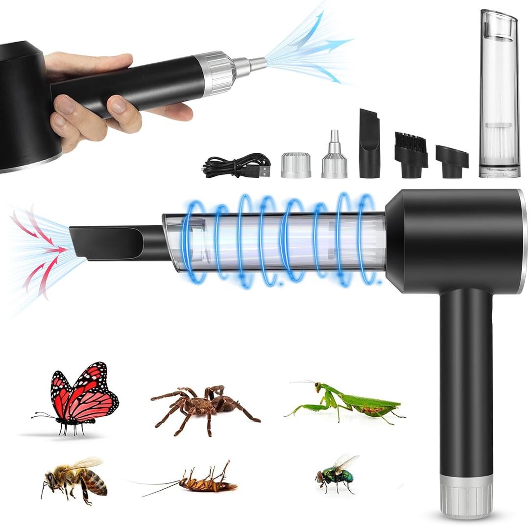 Vacuum Catcher for Adults: 2025 Car Vacuum Handheld Cordless, Rechargeable Bug Catcher Strong Suction with MultiNozzles for Car Home Office Garden Bug Sucker for Spider Beetle Insect