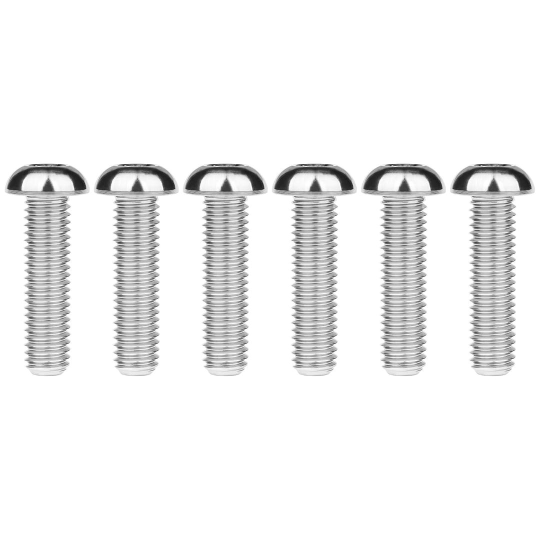 Titanium M6 12 16 20 25 30 Button Head Bolt Screws Pack of 6 (M6x25mm, Silver)