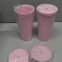 STRATA CUPS Acrylic Tumbler with Lid and Straw (Pack of 4) - 22 oz Pastel Colored Cups, Double Wall Pink Plastic Bulk Tumbler with Lids and FREE Straw Cleaner, Tumblers for Vinyl Projects