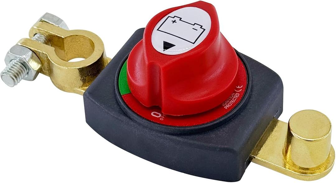 Ampper Top Post Battery Disconnect Switch 12V - 48V, Marine Battery Switch Disconnect Power Cut Shut Off for Car, RV and Boat (Negative, On/Off)