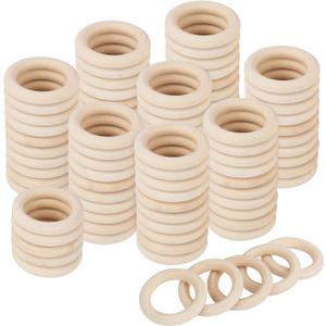 90 Pack Unfinished Wooden Rings Natural 2.76 inch Wood Craft Rings for DIY Crafts, Jewelry Making, Macrame & Home Decor