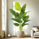 Lifelike Bird of Paradise Artificial Plant,6ft Faux Banana Leaf Tree with 13 Trunks - Perfect Indoor Silk Floor Plant for Home Decor in Living Room, Office, and Bedroom 1Pack