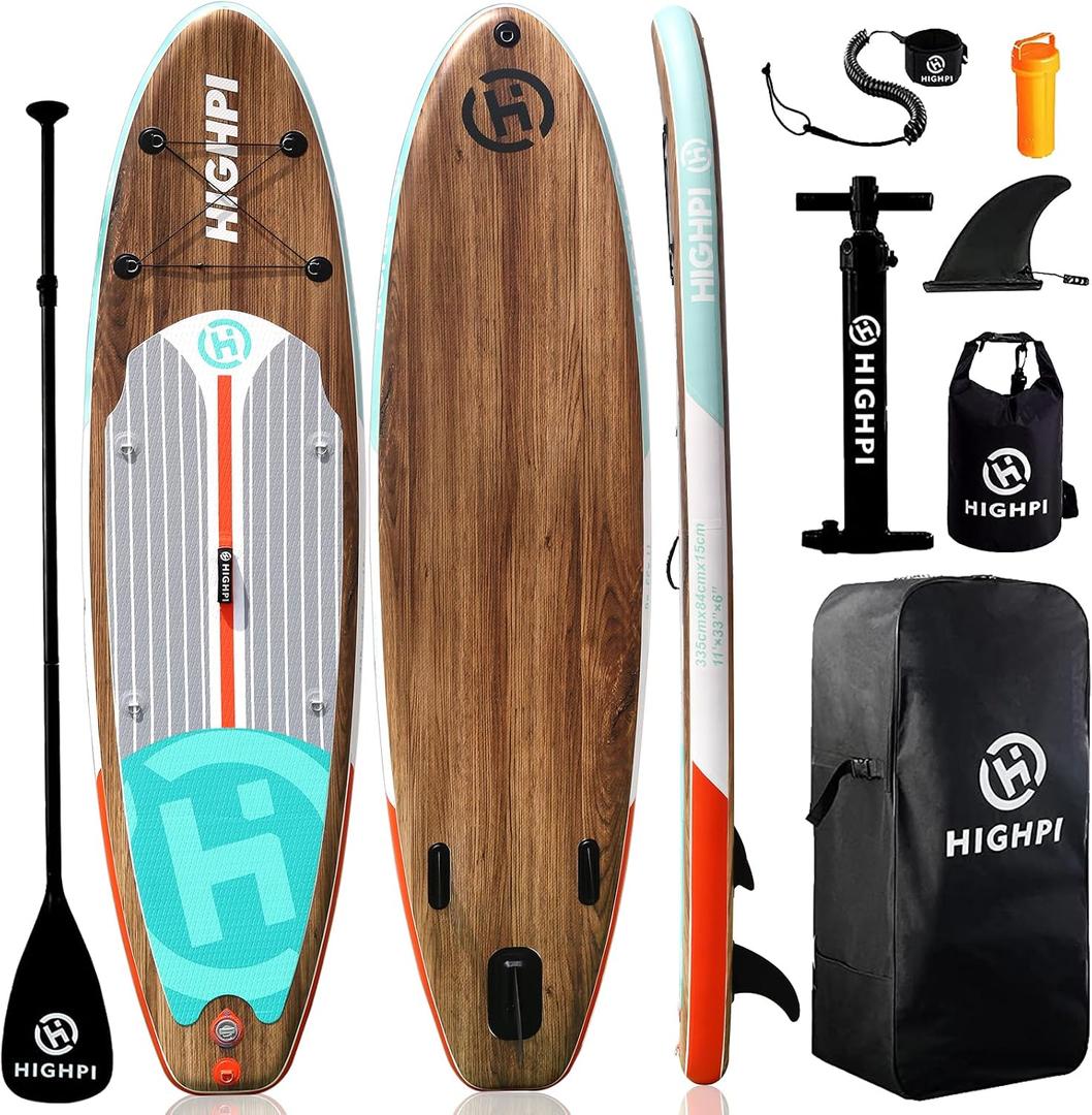 Highpi Inflatable Stand Up Paddle Board for Youth and Adults Wide Sup with Premium Accessories, Blow Up Paddleboard for Surfing, Fishing, Yoga & More