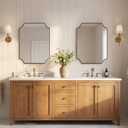 ANDY STAR Bronze Mirror 22"x30", Brushed Bronze Scalloped Bathroom Mirror, Rectangle Wall Mirror in Premium Stainless Steel Metal Thin Frame, Hangs Vertically or Horizontally