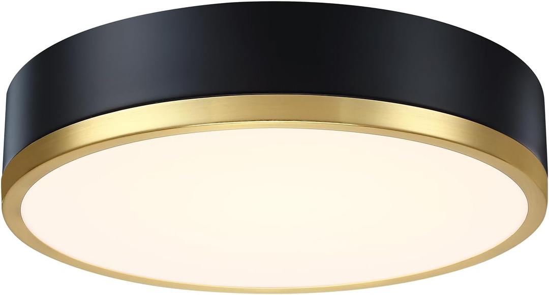 Flush Mount Ceiling Light Fixture, Black Gold LED Ceiling Light, 13 Inch 22W Dimmable Modern Flush Mount Lights for Hallway, Bedroom, Kitchen