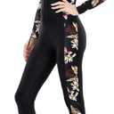 DEHAI Women Men Dive Skins Suit Thin Wetsuit, Rash Guard Full Body Swim Swimsuit, Wet Suits Drysuits Long Sleeve Youth UV Sunsuit for Diving Kayaking Surfing Scuba Waterski Water Sports (Medium, Yellow swallowtail flower Womens)