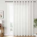 Extra Wide 100 inch Linen Curtains for Living Room Divider Light Filtering Semi Sheer Patio Curtain for Sliding Door Natural Coastal Decor Sunroom Floor to Ceiling Window Drapes Panels 100" Wide